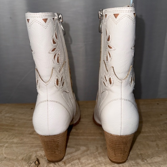 BEAST FASHION White Western Cowboy Boots Metal Toe Cap Festival | Size 5.5 - Picture 9 of 17